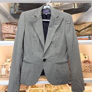 Ralph Lauren Collection Purple Label Houndstooth Blazer Jacket Coat Wool S